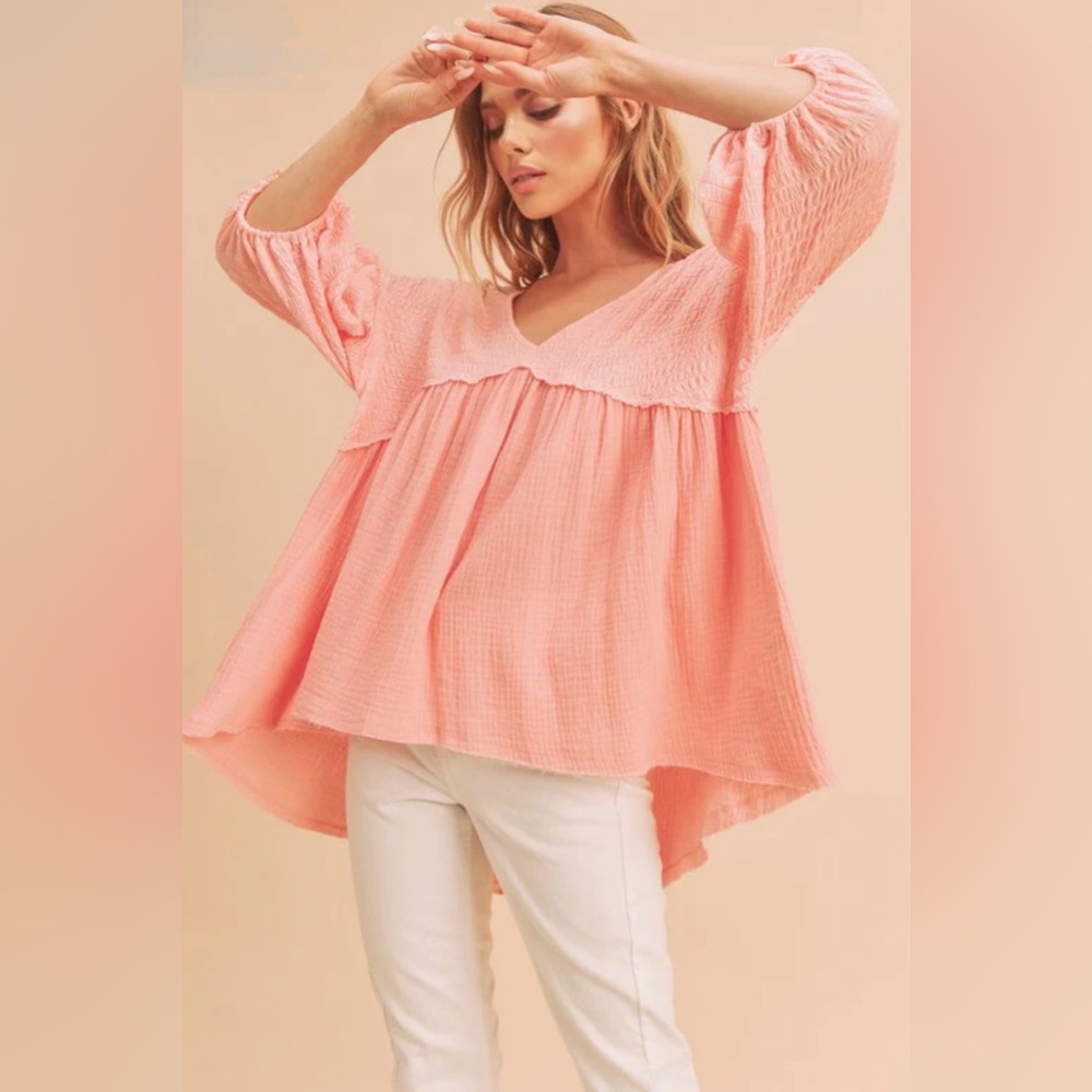 AEMI & Co. V-Neckline Boho Babydoll Top - Picture 4 of 8
